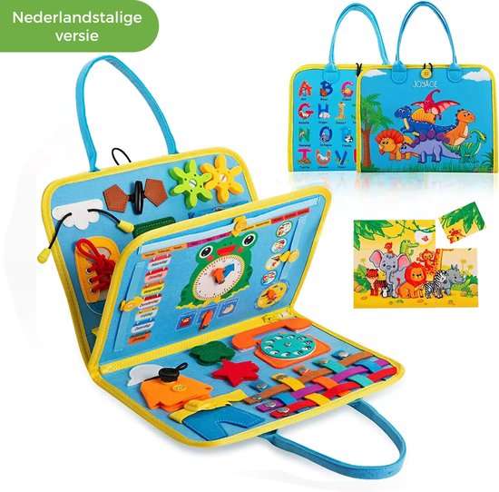 Busy Board Book Montessori Speelgoed - NL - Montessori activiteitenboek - Educatief speelgoed meisjes Motoriek voor in de auto onderweg Sinterklaas cadeautjes– Peuter speelgoed jongens Meisjes speelgoed 1 jaar 2 jaar 3 jaar Jongens speelgoed 4 jaar