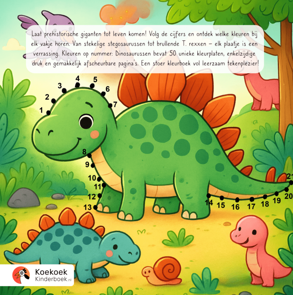 kleuren op nummer dino