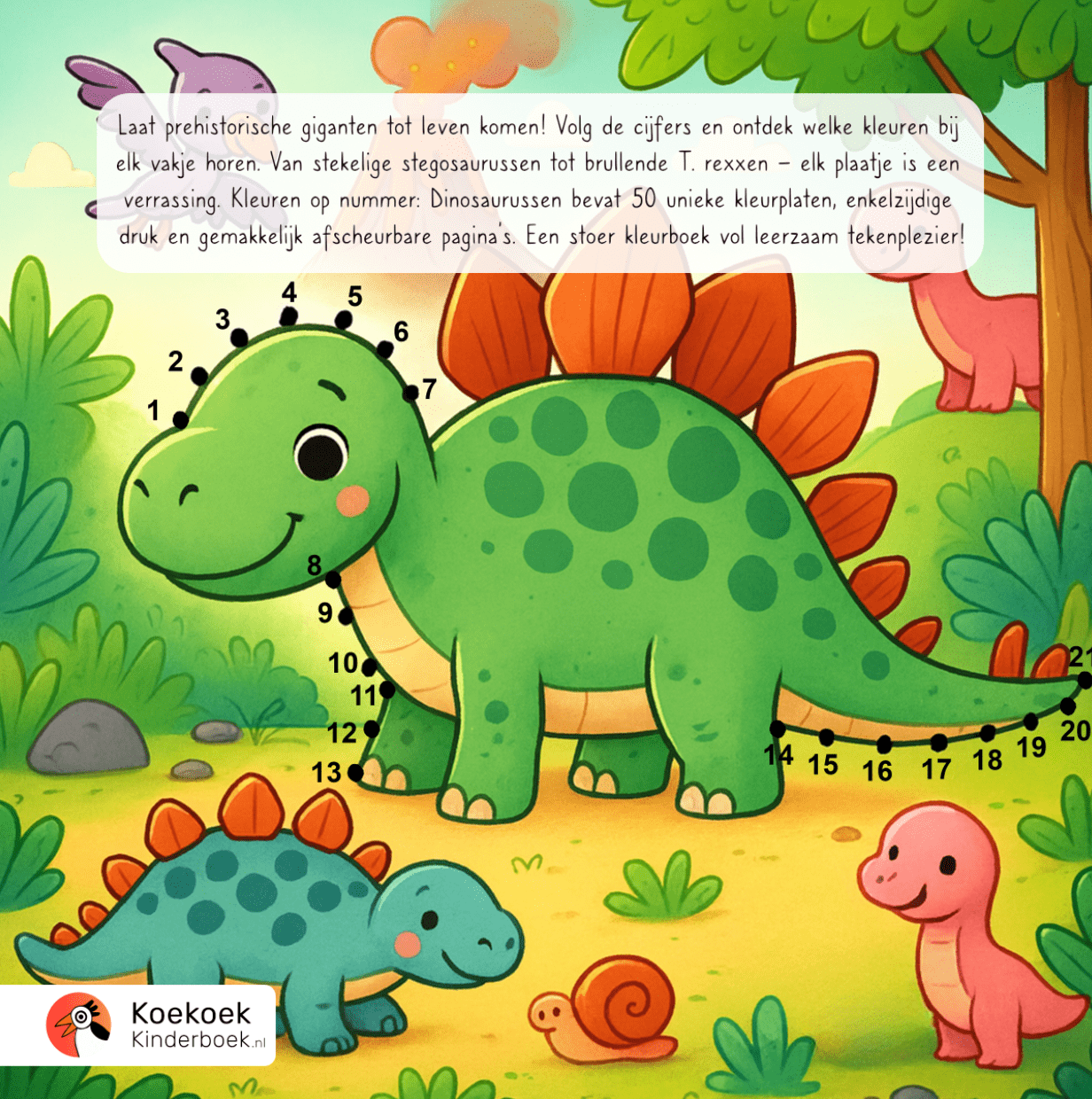 kleuren op nummer dino