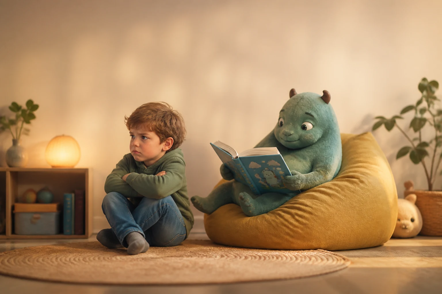 Speels samen denken met een boek aan tafel als rustige stap richting lezen bij mijn kind wil niet lezen.