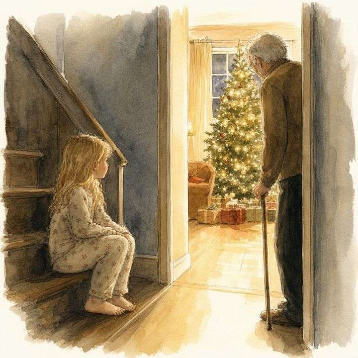 Winterse aquarel uit een gepersonaliseerd kerstboek van Koekoek