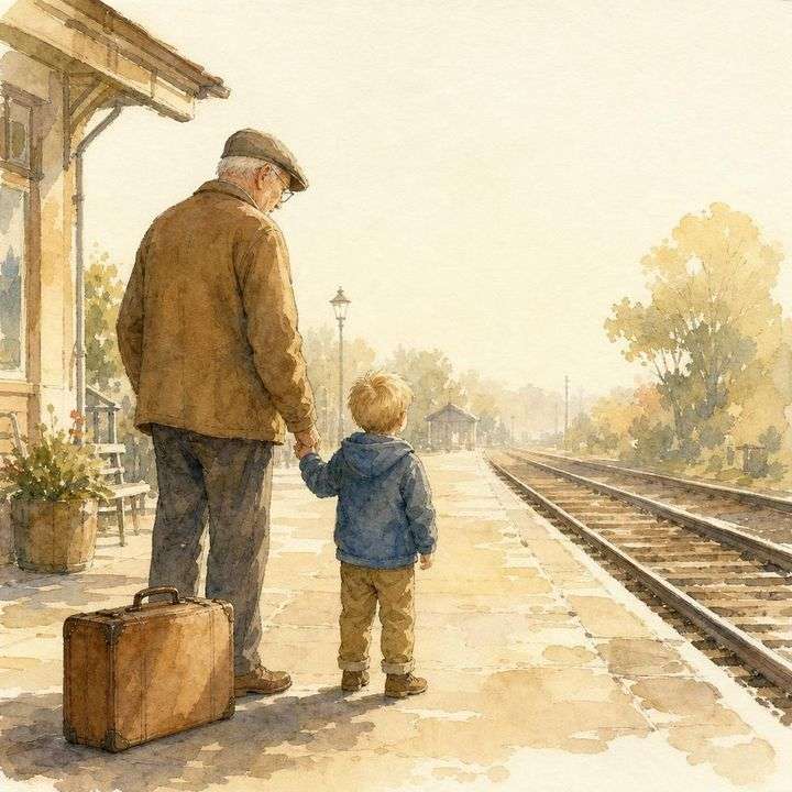 Aquarel uit een gepersonaliseerd treinenboek van Koekoek