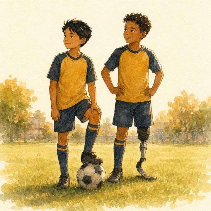 Aquarel uit een gepersonaliseerd voetbalboek van Koekoek