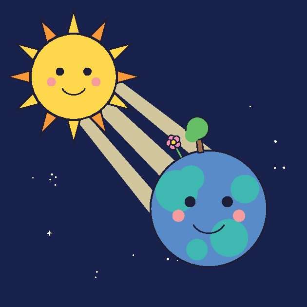Binnenin Mijn eerste ruimteboekje: een lachende aarde met zonnestralen