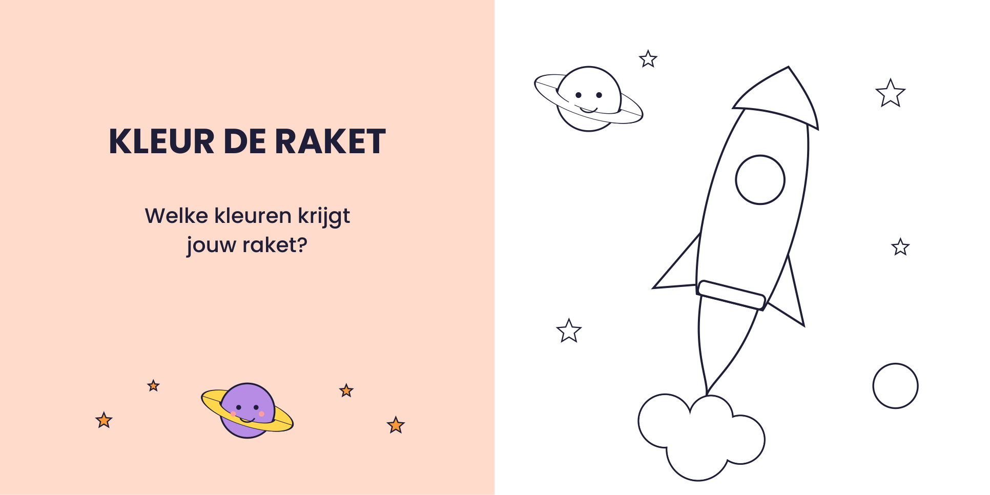 Doepagina Kleur de raket uit Mijn eerste ruimteboekje
